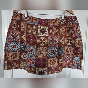 Cider Colorful Patchwork Mini Skirt W/ Shorts